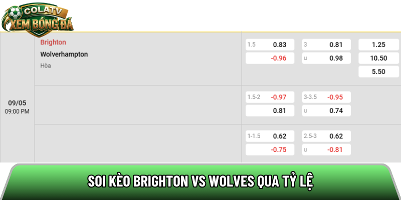 Soi kèo Brighton vs Wolves qua tỷ lệ