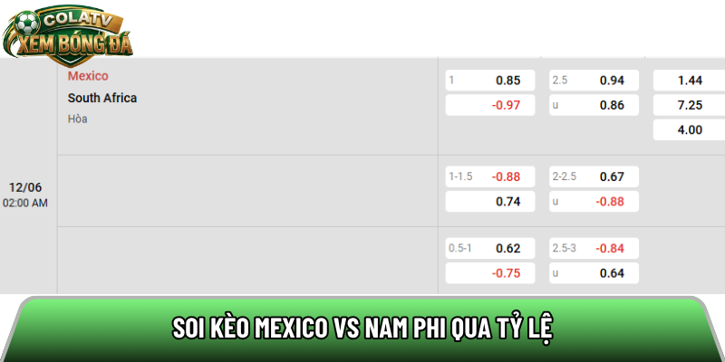 Soi kèo Mexico vs Nam Phi qua tỷ lệ